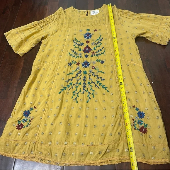 Oh My Stars Mustard Yellow Floral Embroidered Dress Women’s Size XL Boho Flowy - Picture 6 of 9